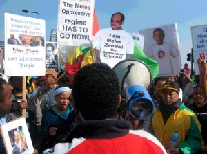 Manifestion contre Meles Zenawi à Londres Manifestion contre Meles Zenawi à Londres