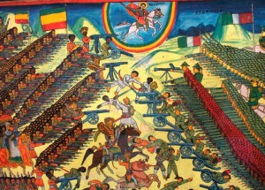 La bataille d'Adoua La bataille d'Adoua est livrée près du village d’Adoua, au cœur de la région du Tigré, dans le nord de l’Éthiopie, le 1er mars 1896. Elle oppose les forces de l’Empire éthiopien du Negusse Negest Menelik II à celles du Royaume d’Italie dirigées par le colonel Baratieri.