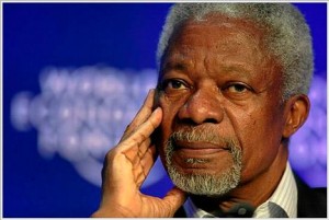 Kofi Annan Citation de Kofi Annan « Aujourd'hui nous vivons dans un monde où un homme a plus de chances d'être jugé s'il tue une seule personne que s'il en tue 100 000 ! »
