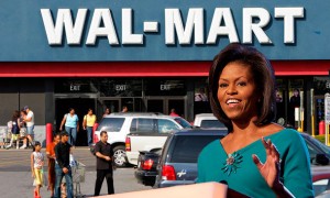 Michelle Obama et Walmart La première dame Michelle Obama a salué le plan de cinq ans de Walmart à fournir aux consommaeurs de meilleurs choix alimentaires