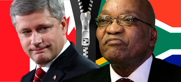 zuma-harper En 2011, 2.000 Canadiens vivaient en Afrique du Sud et 12.000 Sud-Africains vivaient au Canada.