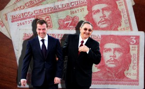 Les Russes coûte que coûte désirent conserver leur relation stratégique avec Cuba. Dmitri Medvedev et Raul Castro à La Havane.